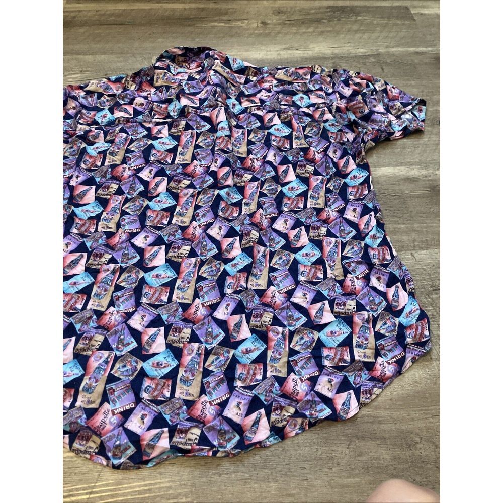 Vintage Chiamare Mens Large Rayon Shirt Novelty Soda Label Print Grapette Nehi L - Picture 7 of 9